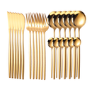 Conjunto Premium Talheres Aço Inoxidável- Retro conjunto de talheres de ouro luxo completo talheres estilo europeu aço inoxidável colher garfo bife faca louça caixa presente