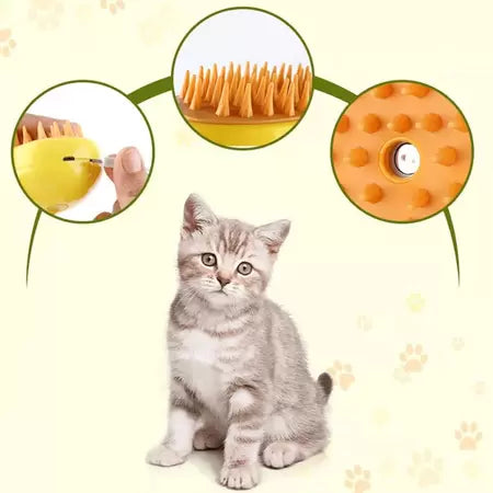 Massageador de pulverização elétrico para gatos e cães, 3 em 1 escova de higiene, Escova de estimação vaporosa Carregamento USB Depilação flutuante, Pet Care