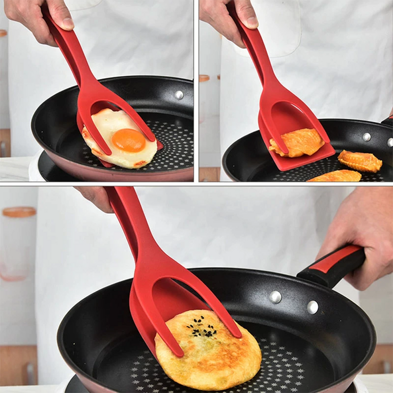 2 in 1 MultiTask Spatula- Espátula De Ovo, Espátula De Bife, Pinças Pinça, Panqueca, Torneiras Fritas, Acessórios de Cozinha,
