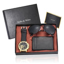 KIT DE PRESENTE PREMIUM MASCULINO KELLER & WEBER ACESSÓRIOS MASCULINOS CARTEIRA + RELÓGIO + ÓCULOS DE SOL