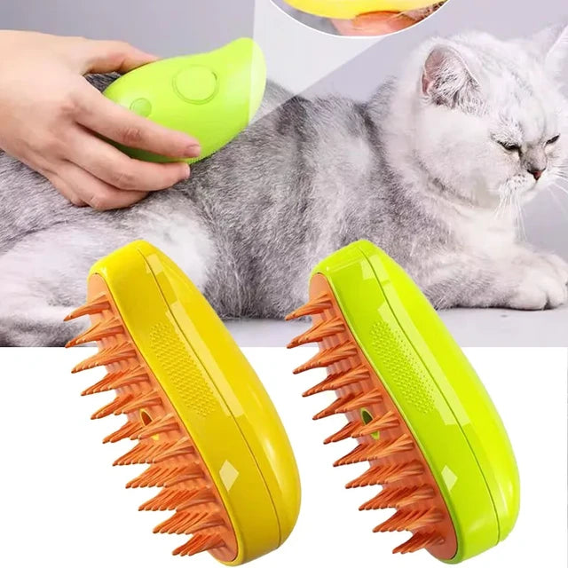 Massageador de pulverização elétrico para gatos e cães, 3 em 1 escova de higiene, Escova de estimação vaporosa Carregamento USB Depilação flutuante, Pet Care